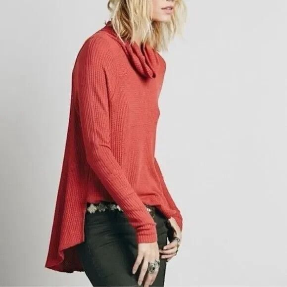 FREE PEOPLE Kristina Drippy Thermal Long-Sleeve in Cheyenne Red Women's Size S - Picture 1 of 9